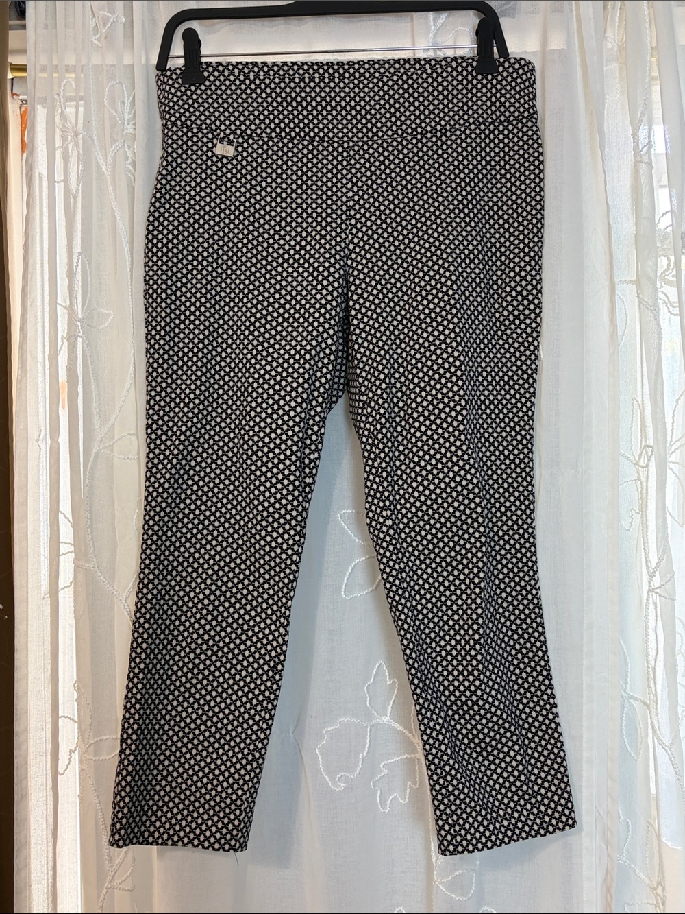 Rafaella Black & Taupe Geometric Cropped stretch trousers